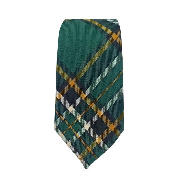 100% Wool Irish National Tartan Green Yellow Plaid Kilt Tie St. Patrick's Day - Picture 9 of 9